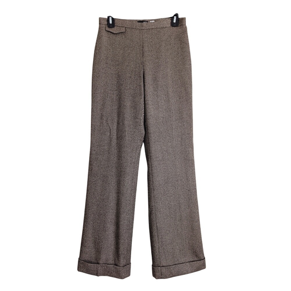J.Crew Vintage 90s Dark Academia Herringbone Cuffed Hem 100% Wool Trousers